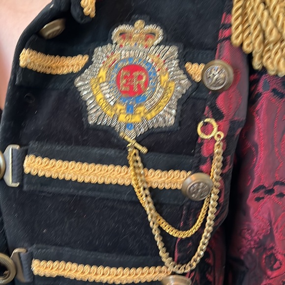 Vintage Shrine of Hollywood crop band military style red crop fitted jacket S M - Picture 9 of 10